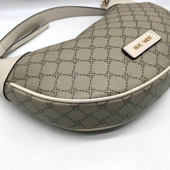 Nine West Beige Logo Milk Byron Hobo Bag - Picture 6 of 11